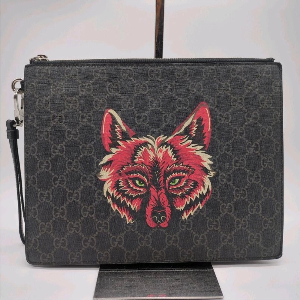 Gucci Black and Red Wolf Clutch - Picture 2 of 14